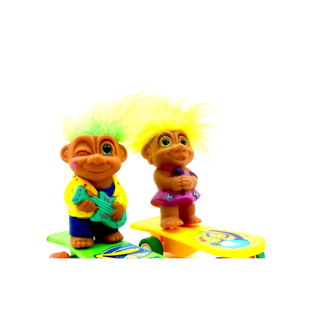 Vintage 1992 Ace Novelty Skateboard Trolls – Rock 'n Roll Music‎ Troll Doll Set